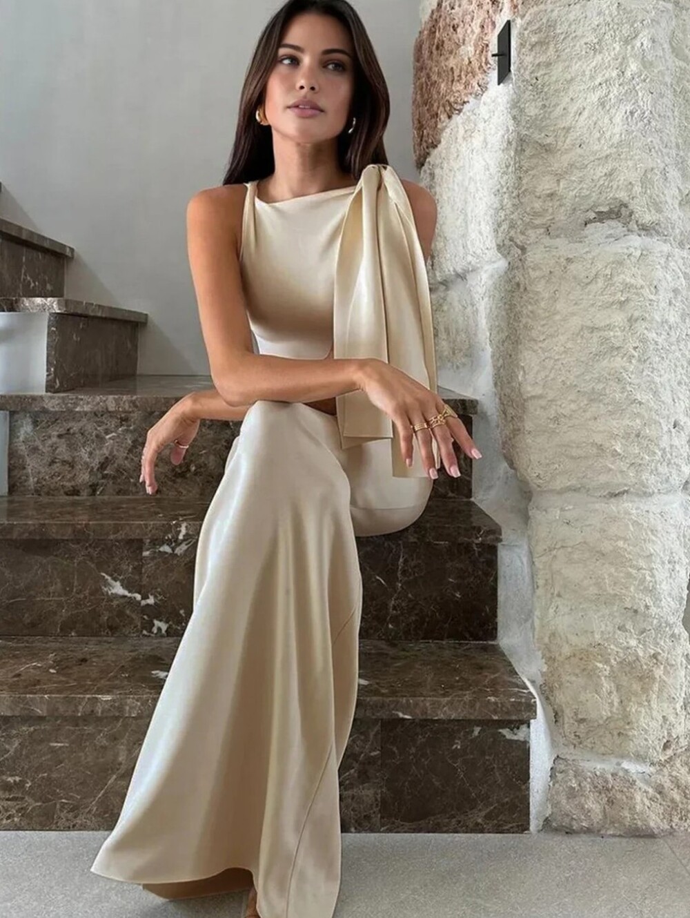 NWT Commense Beloved Knotted Sleeveless Long Dress, XS - Picture 5 of 16